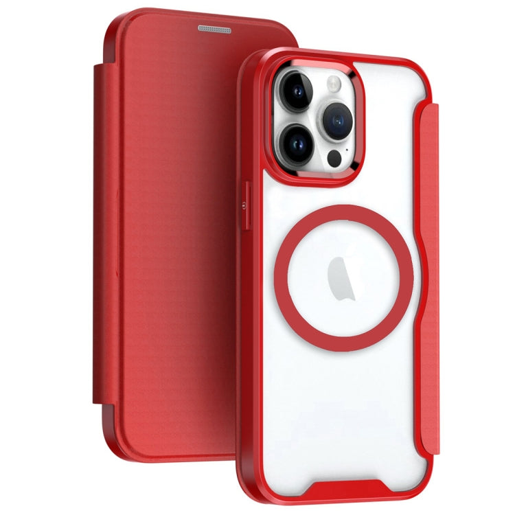 For iPhone 15 Pro Max RFID Blocking Adsorption Flip MagSafe Leather Phone Case(Red) - HoMEdemic™ 