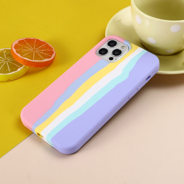 For iPhone 15 Pro Max Rainbow Liquid Silicone Phone Case(Pink) - HoMEdemic™ 