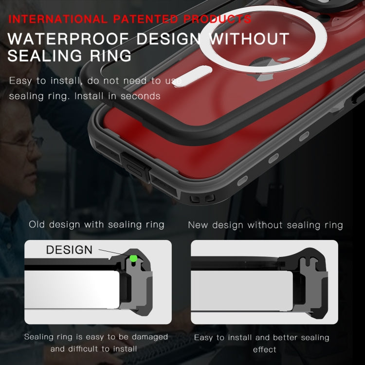 For iPhone 15 Pro Max RedPepper IP68 Waterproof MagSafe Phone Case(Black) - HoMEdemic™ 