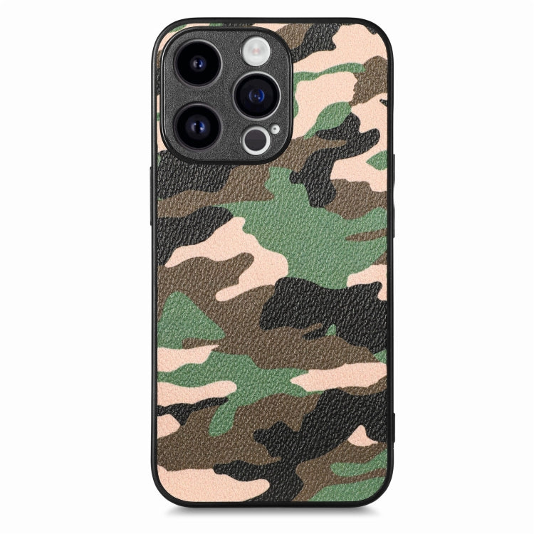 For iPhone 15 Pro Max Retro Camouflage Leather Back Phone Case(Green) - HoMEdemic™ 