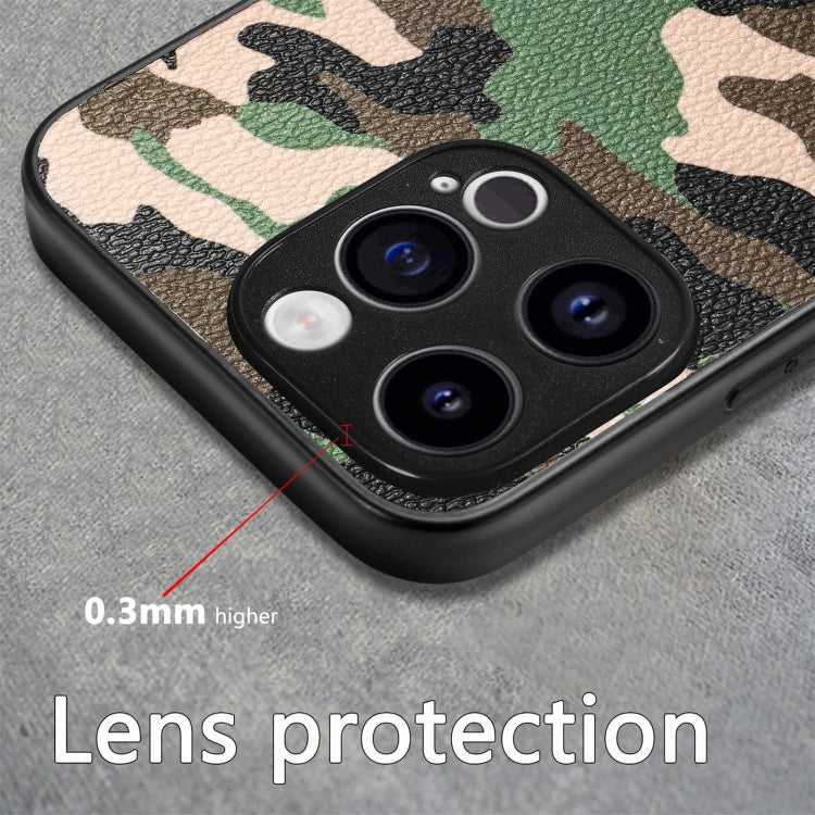 For iPhone 15 Pro Max Retro Camouflage Leather Back Phone Case(Green) - HoMEdemic™ 