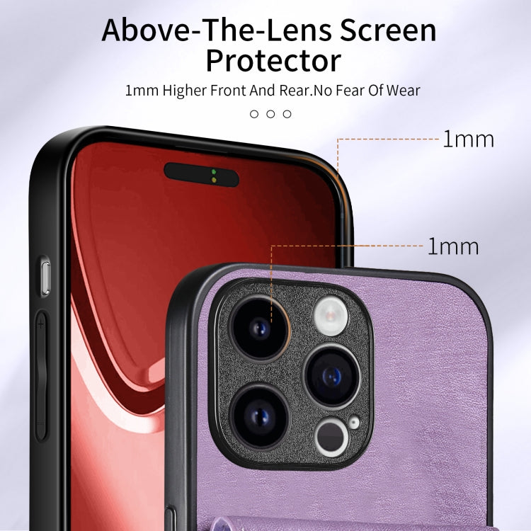 For iPhone 15 Pro Max Retro Card Wallet Fold Leather Phone Case with Strap(Purple) - HoMEdemic™ 