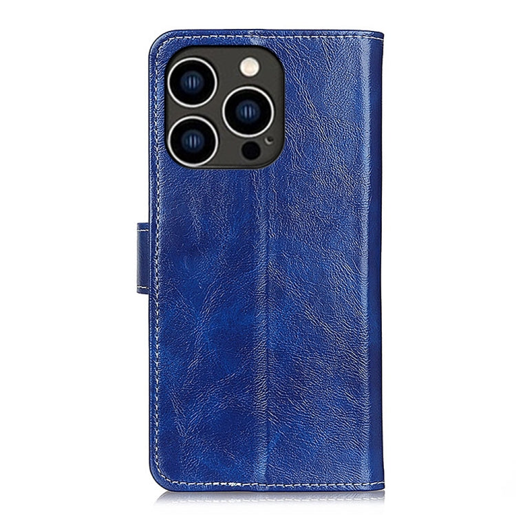 For iPhone 15 Pro Max Retro Crazy Horse Texture Horizontal Flip Leather Phone Case(Blue) - HoMEdemic™ 