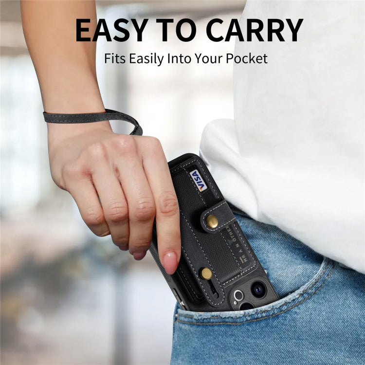 For iPhone 15 Pro Max Retro Cross Wristband Wallet Leather Back Phone Case(Black) - HoMEdemic™ 