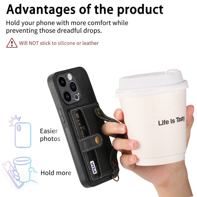 For iPhone 15 Pro Max Retro Cross Wristband Wallet Leather Back Phone Case(Black) - HoMEdemic™ 