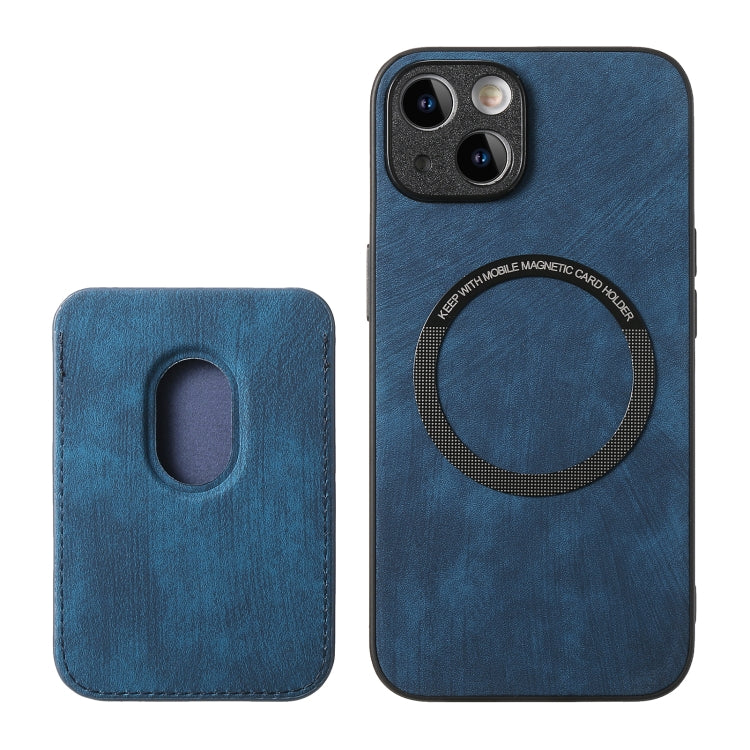 For iPhone 15 Pro Max Retro Leather Card Bag Magnetic Phone Case(Blue) - HoMEdemic™ 