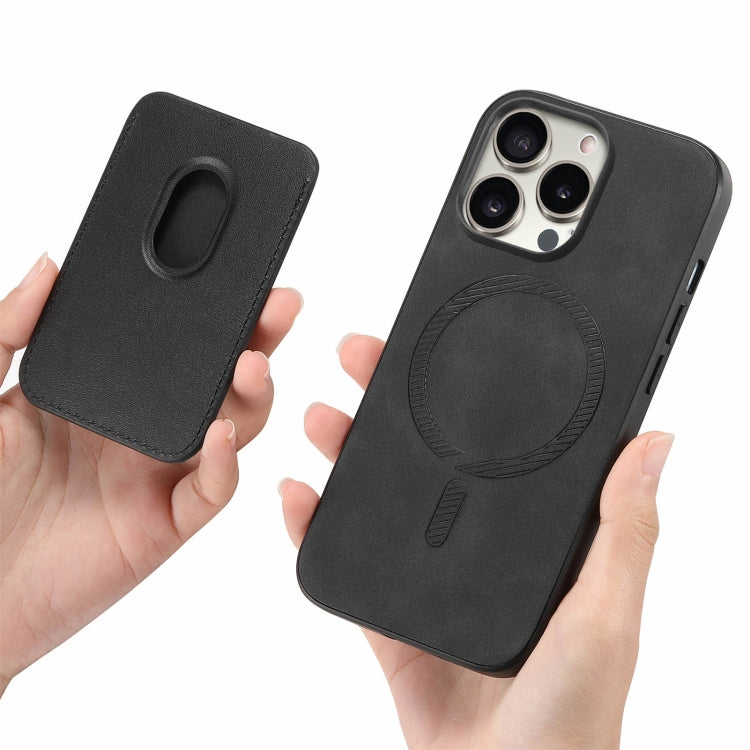 For iPhone 15 Pro Max Retro Magsafe Card Bag PU Back Cover Phone Case(Black) - HoMEdemic™ 