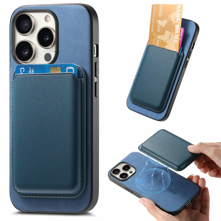 For iPhone 15 Pro Max Retro Magsafe Card Bag PU Back Cover Phone Case(Blue) - HoMEdemic™ 