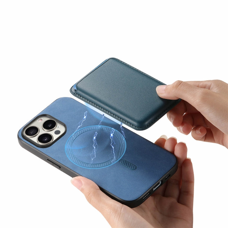 For iPhone 15 Pro Max Retro Magsafe Card Bag PU Back Cover Phone Case(Blue) - HoMEdemic™ 