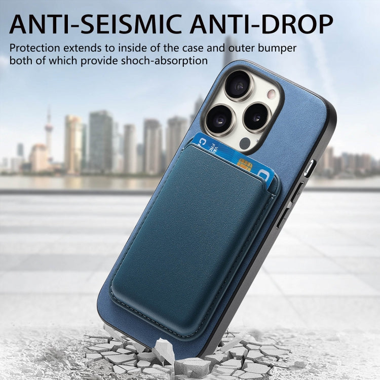 For iPhone 15 Pro Max Retro Magsafe Card Bag PU Back Cover Phone Case(Blue) - HoMEdemic™ 
