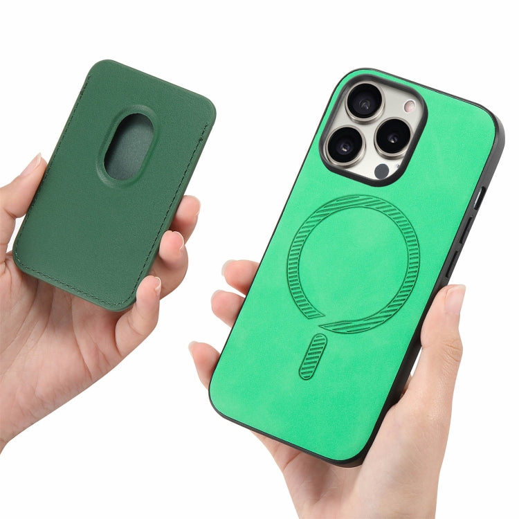 For iPhone 15 Pro Max Retro Magsafe Card Bag PU Back Cover Phone Case(Green) - HoMEdemic™ 
