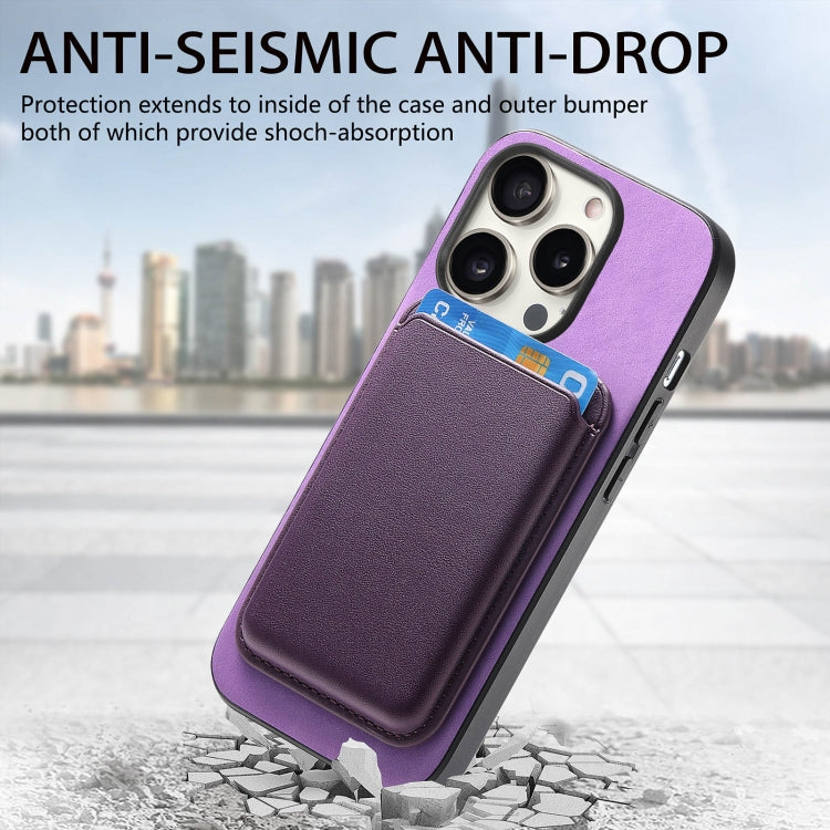 For iPhone 15 Pro Max Retro Magsafe Card Bag PU Back Cover Phone Case(Purple) - HoMEdemic™ 
