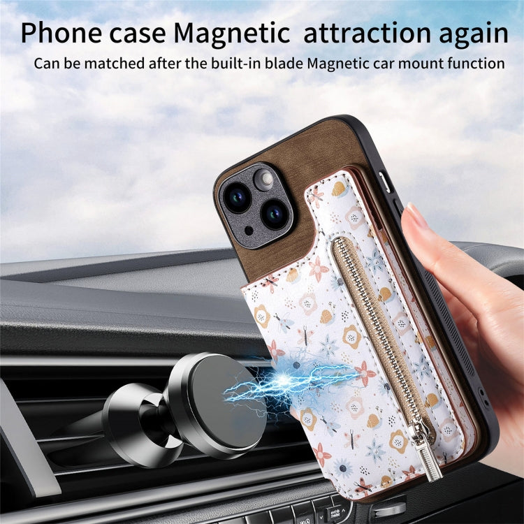 For iPhone 15 Pro Max Retro Painted Zipper Wallet Back Phone Case(Brown) - HoMEdemic™ 