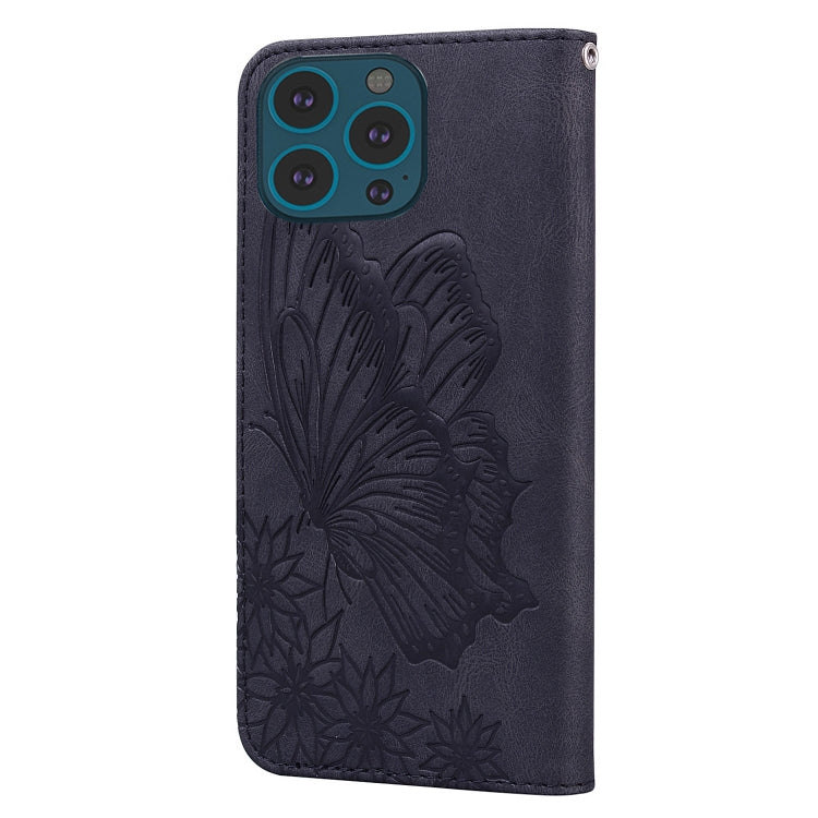 For iPhone 15 Pro Max Retro Skin Feel Butterflies Embossing Leather Phone Case(Black) - HoMEdemic™ 