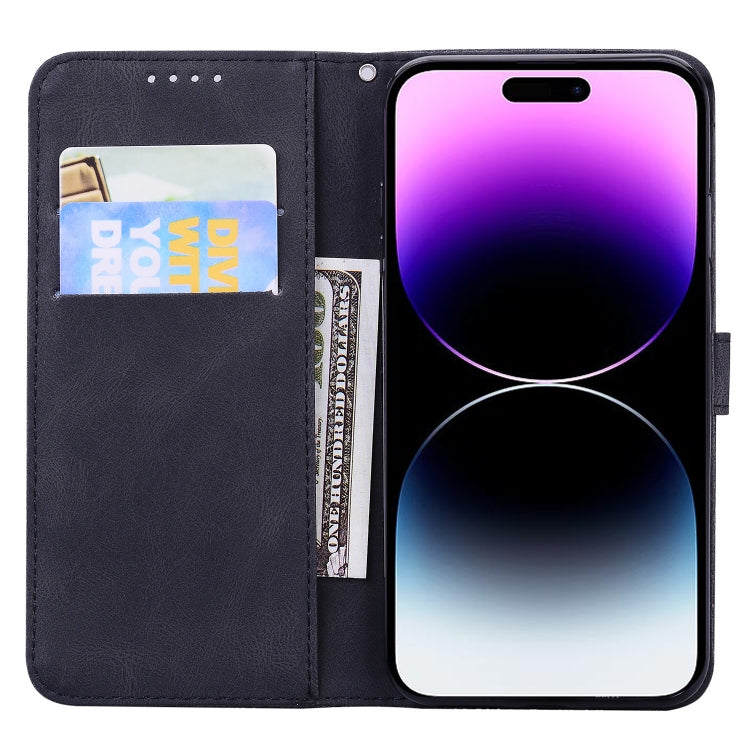 For iPhone 15 Pro Max Retro Skin Feel Butterflies Embossing Leather Phone Case(Black) - HoMEdemic™ 