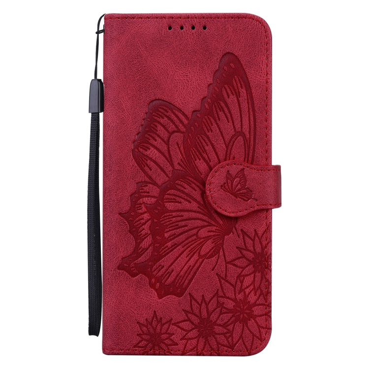 For iPhone 15 Pro Max Retro Skin Feel Butterflies Embossing Leather Phone Case(Red) - HoMEdemic™ 