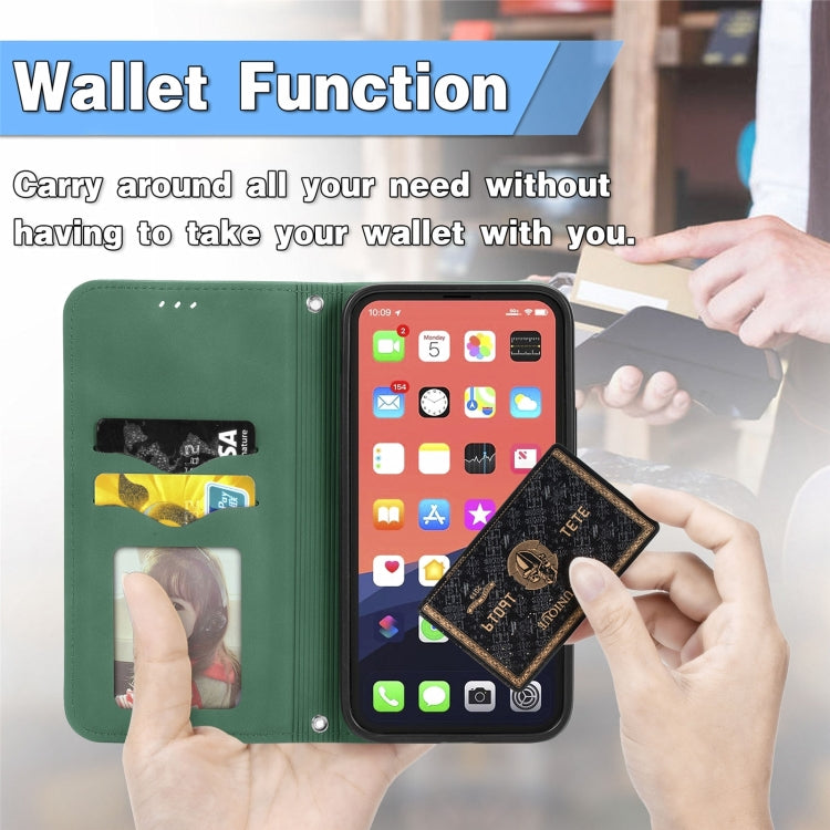 For iPhone 15 Pro Max Retro Skin Feel Magnetic Flip Leather Phone Case(Green) - HoMEdemic™ 
