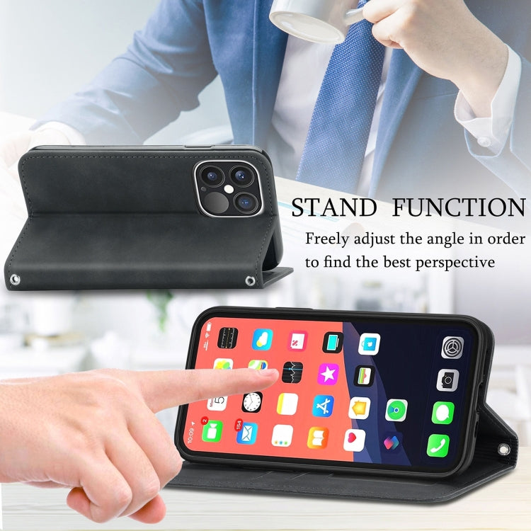 For iPhone 15 Pro Max Retro Skin Feel Magnetic Leather Phone Case(Black) - HoMEdemic™ 