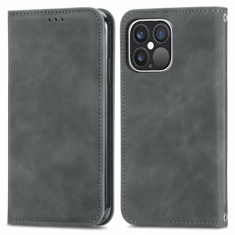 For iPhone 15 Pro Max Retro Skin Feel Magnetic Leather Phone Case(Gray) - HoMEdemic™ 
