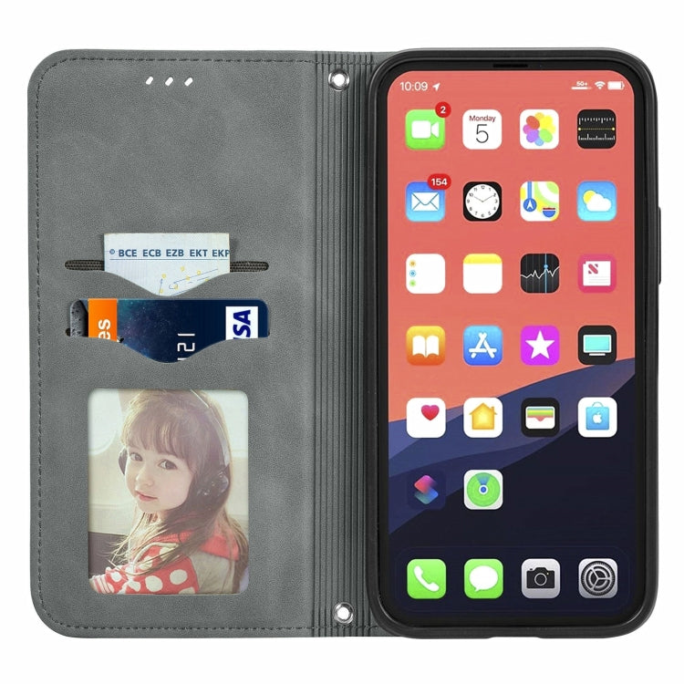 For iPhone 15 Pro Max Retro Skin Feel Magnetic Leather Phone Case(Gray) - HoMEdemic™ 