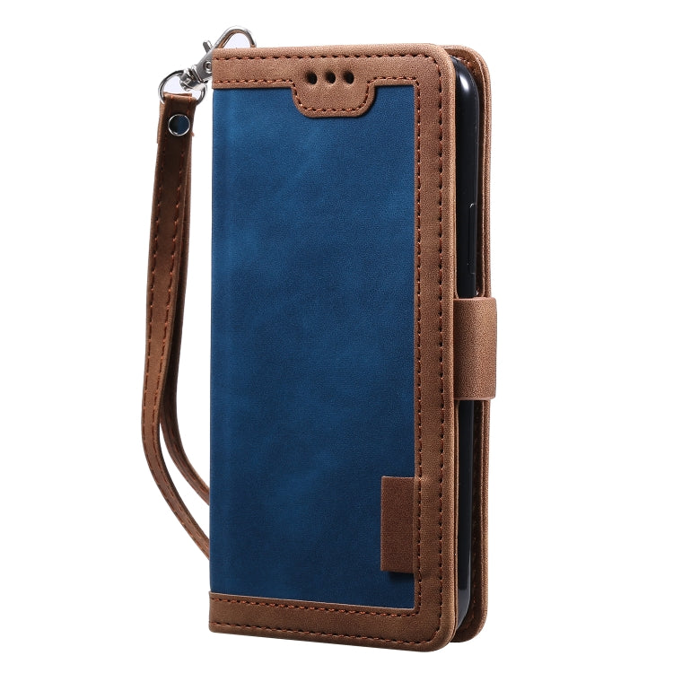 For iPhone 15 Pro Max Retro Splicing Horizontal Flip Leather Phone Case(Blue) - HoMEdemic™ 