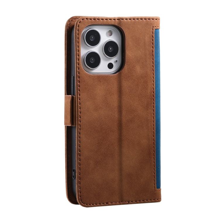 For iPhone 15 Pro Max Retro Splicing Horizontal Flip Leather Phone Case(Blue) - HoMEdemic™ 