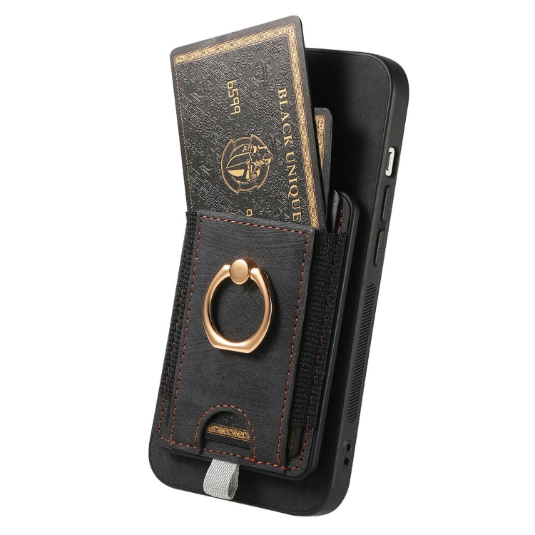 For iPhone 15 Pro Max Retro Splitable Magnetic Card Bag Leather Phone Case(Black) - HoMEdemic™ 