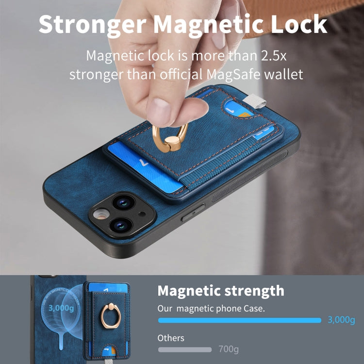 For iPhone 15 Pro Max Retro Splitable Magnetic Card Bag Leather Phone Case(Blue) - HoMEdemic™ 