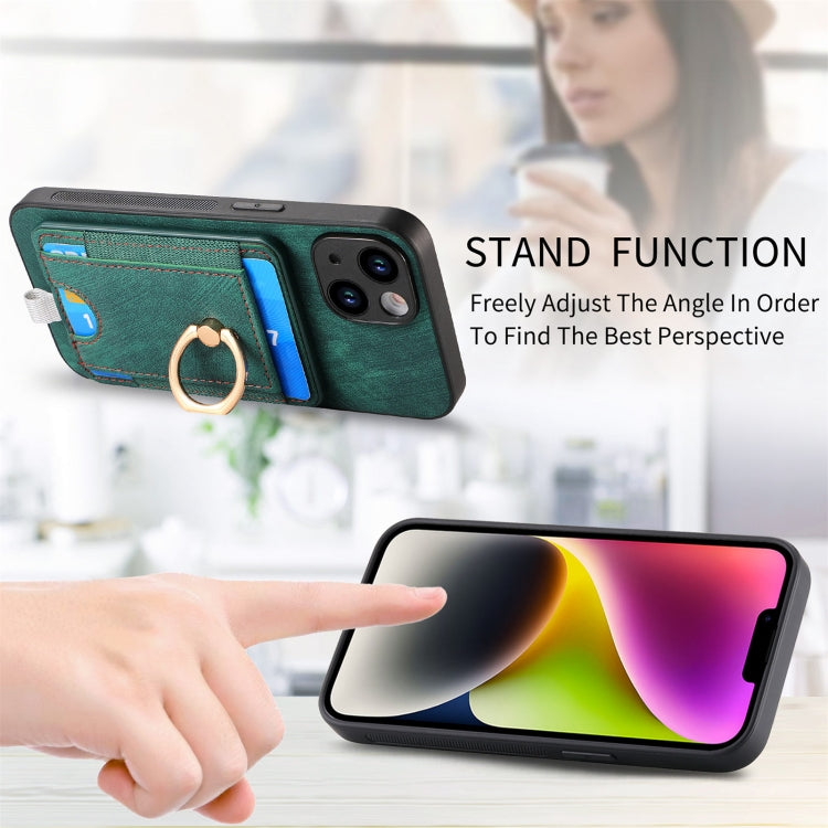 For iPhone 15 Pro Max Retro Splitable Magnetic Card Bag Leather Phone Case(Green) - HoMEdemic™ 