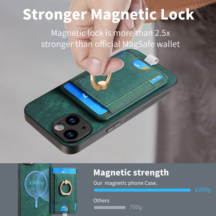 For iPhone 15 Pro Max Retro Splitable Magnetic Card Bag Leather Phone Case(Green) - HoMEdemic™ 