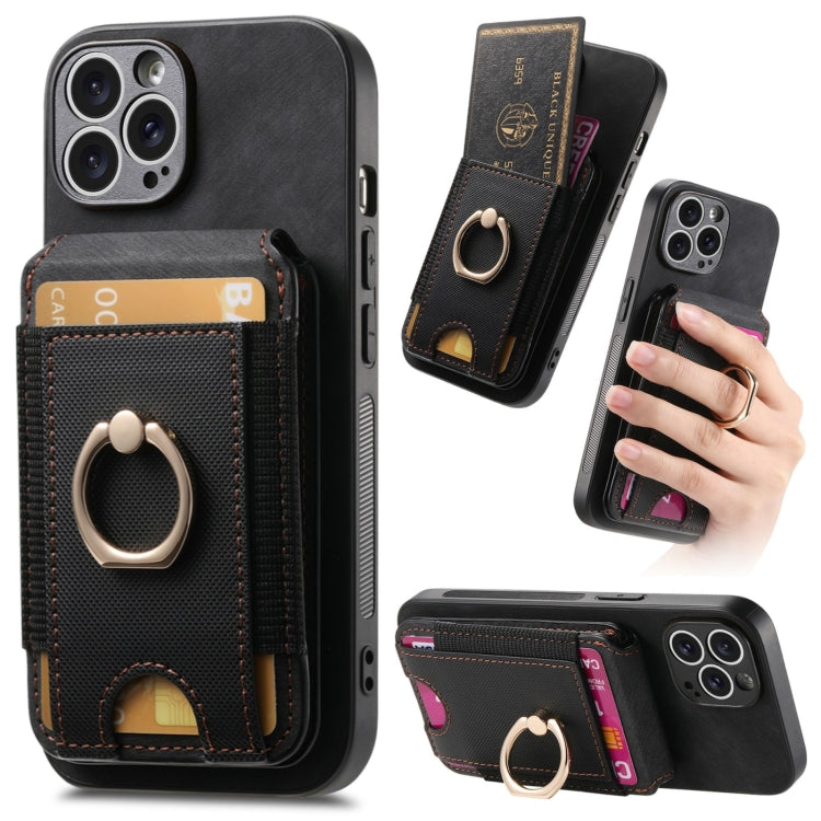 For iPhone 15 Pro Max Retro Splitable Magnetic Stand Card Bag Leather Phone Case(Black) - HoMEdemic™ 