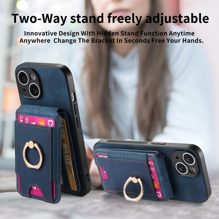 For iPhone 15 Pro Max Retro Splitable Magnetic Stand Card Bag Leather Phone Case(Blue) - HoMEdemic™ 