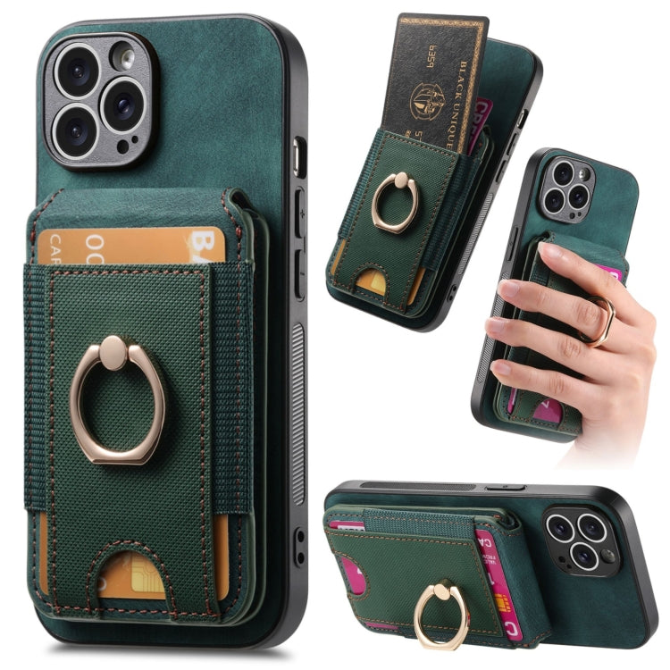 For iPhone 15 Pro Max Retro Splitable Magnetic Stand Card Bag Leather Phone Case(Green) - HoMEdemic™ 
