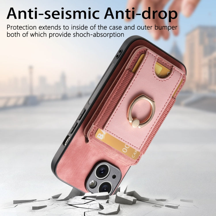 For iPhone 15 Pro Max Retro Splitable Magnetic Stand Card Bag Leather Phone Case(Pink) - HoMEdemic™ 