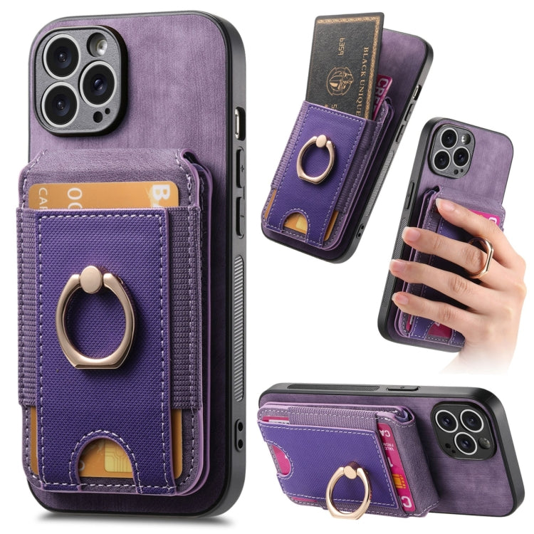 For iPhone 15 Pro Max Retro Splitable Magnetic Stand Card Bag Leather Phone Case(Purple) - HoMEdemic™ 