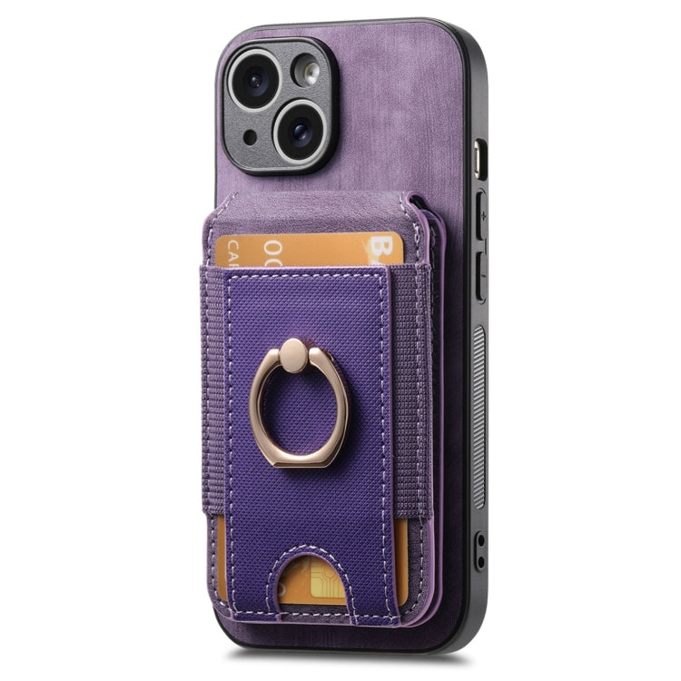For iPhone 15 Pro Max Retro Splitable Magnetic Stand Card Bag Leather Phone Case(Purple) - HoMEdemic™ 