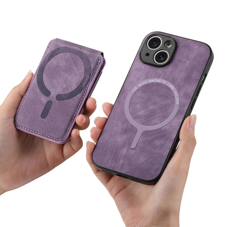 For iPhone 15 Pro Max Retro Splitable Magnetic Stand Card Bag Leather Phone Case(Purple) - HoMEdemic™ 