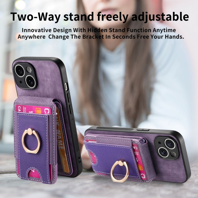 For iPhone 15 Pro Max Retro Splitable Magnetic Stand Card Bag Leather Phone Case(Purple) - HoMEdemic™ 