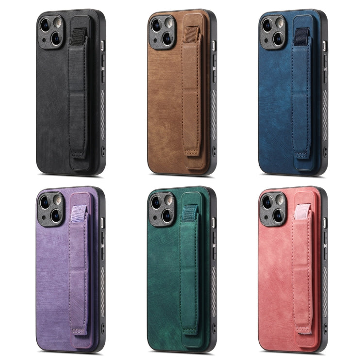 For iPhone 15 Pro Max Retro Wristband Holder Leather Back Phone Case(Pink) - HoMEdemic™ 