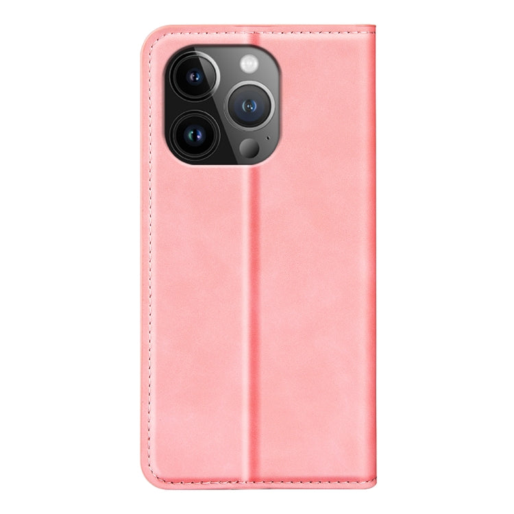 For iPhone 15 Pro Max Retro-skin Magnetic Suction Leather Phone Case(Pink) - HoMEdemic™ 