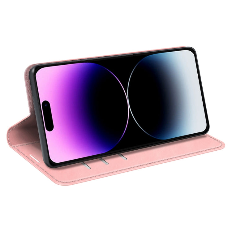 For iPhone 15 Pro Max Retro-skin Magnetic Suction Leather Phone Case(Pink) - HoMEdemic™ 