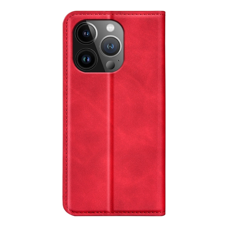 For iPhone 15 Pro Max Retro-skin Magnetic Suction Leather Phone Case(Red) - HoMEdemic™ 