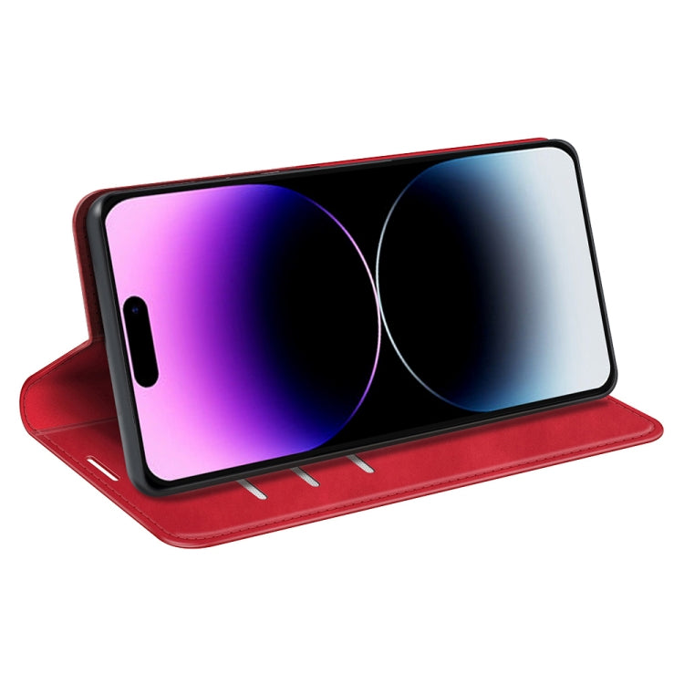 For iPhone 15 Pro Max Retro-skin Magnetic Suction Leather Phone Case(Red) - HoMEdemic™ 