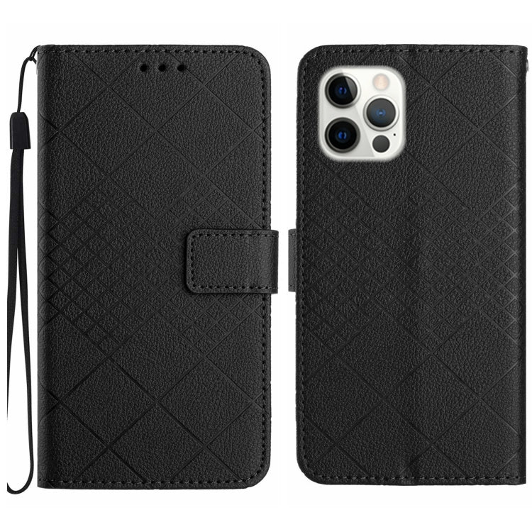 For iPhone 15 Pro Max Rhombic Grid Texture Leather Phone Case(Black) - HoMEdemic™ 