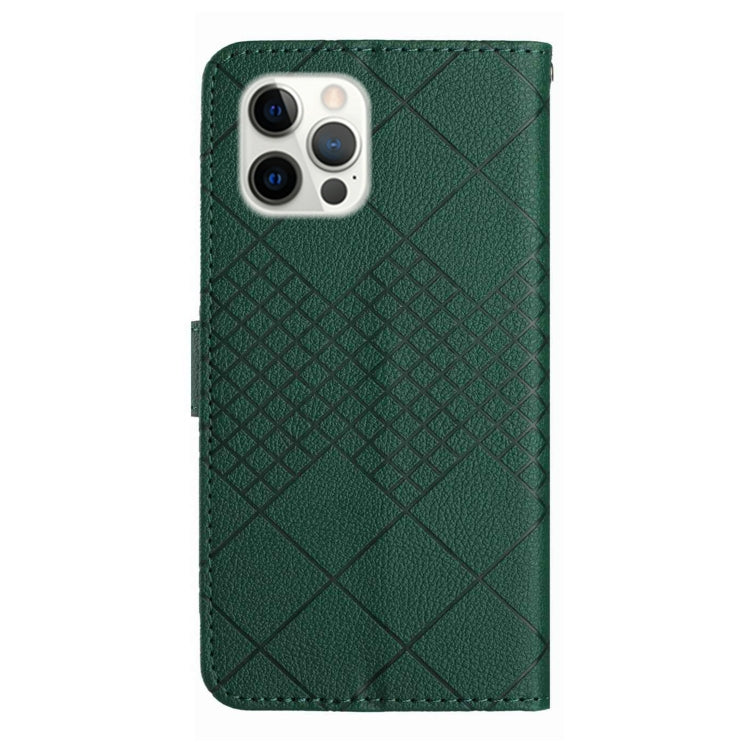 For iPhone 15 Pro Max Rhombic Grid Texture Leather Phone Case(Green) - HoMEdemic™ 