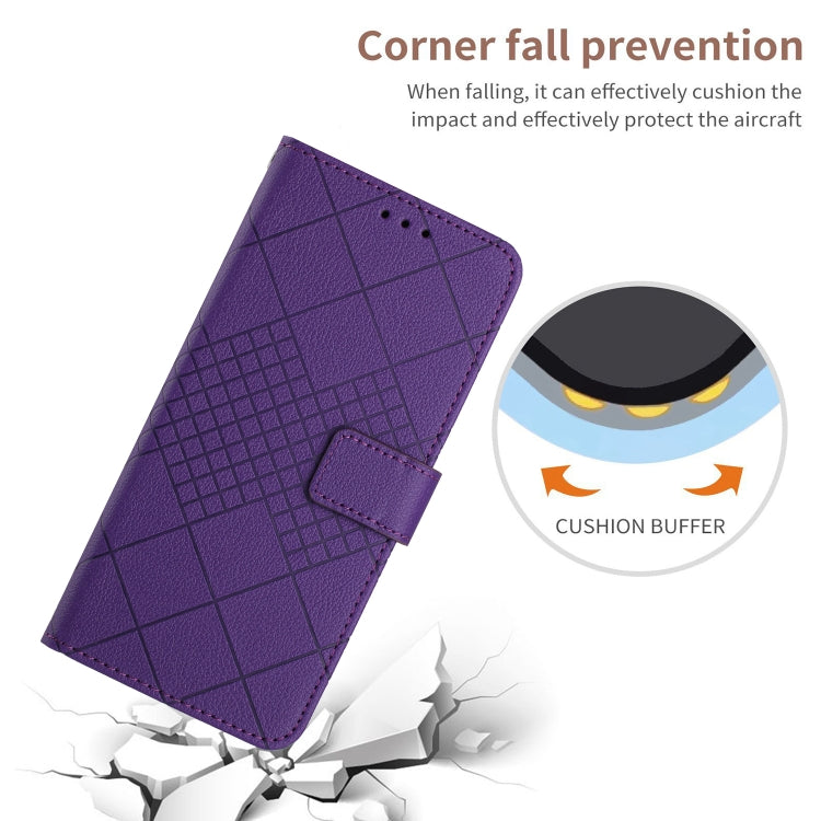 For iPhone 15 Pro Max Rhombic Grid Texture Leather Phone Case(Purple) - HoMEdemic™ 