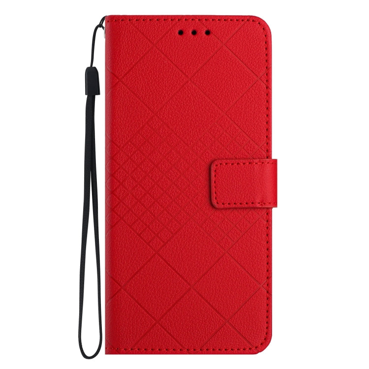 For iPhone 15 Pro Max Rhombic Grid Texture Leather Phone Case(Red) - HoMEdemic™ 