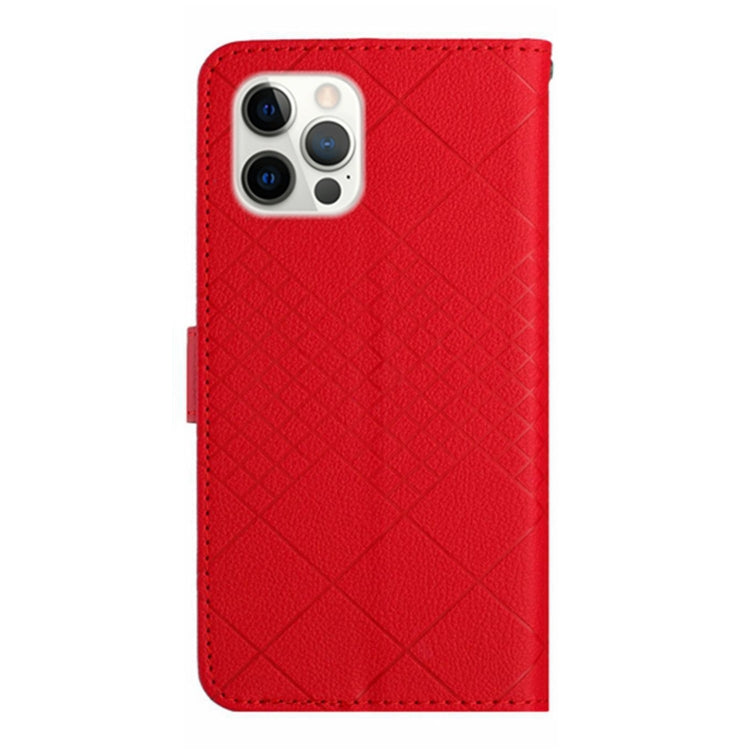 For iPhone 15 Pro Max Rhombic Grid Texture Leather Phone Case(Red) - HoMEdemic™ 