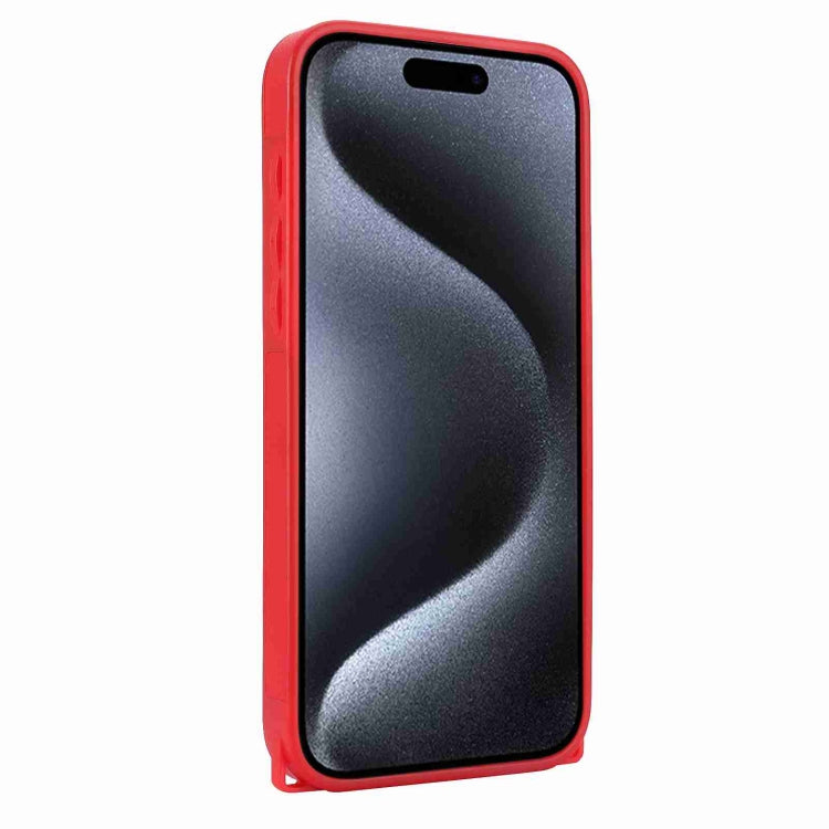 For iPhone 15 Pro Max Rhombic Texture Phone Case with Dual Lanyard(Red) - HoMEdemic™ 