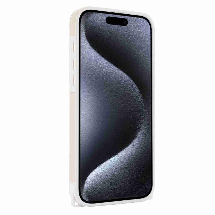 For iPhone 15 Pro Max Rhombic Texture Phone Case with Dual Lanyard(White) - HoMEdemic™ 